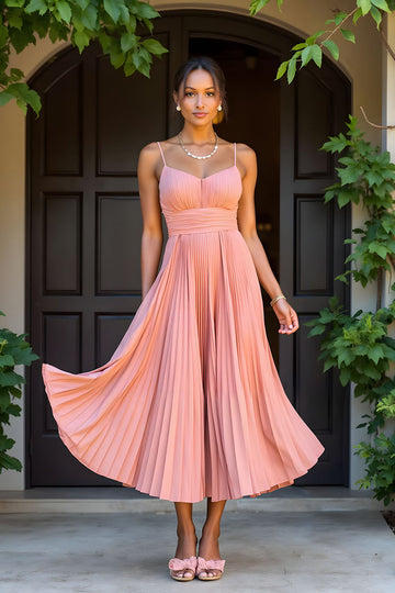 Sunset A-Line Chiffon Pleated Long Bridesmaid Dress